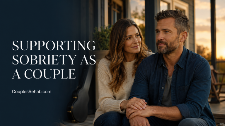Couple supporting each other through sobriety and recovery from alcohol addiction